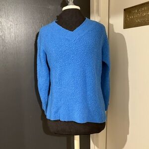 💜 Anthropologie Fuzzy Bright Blue Wool Baby Alpaca Blend Sweater